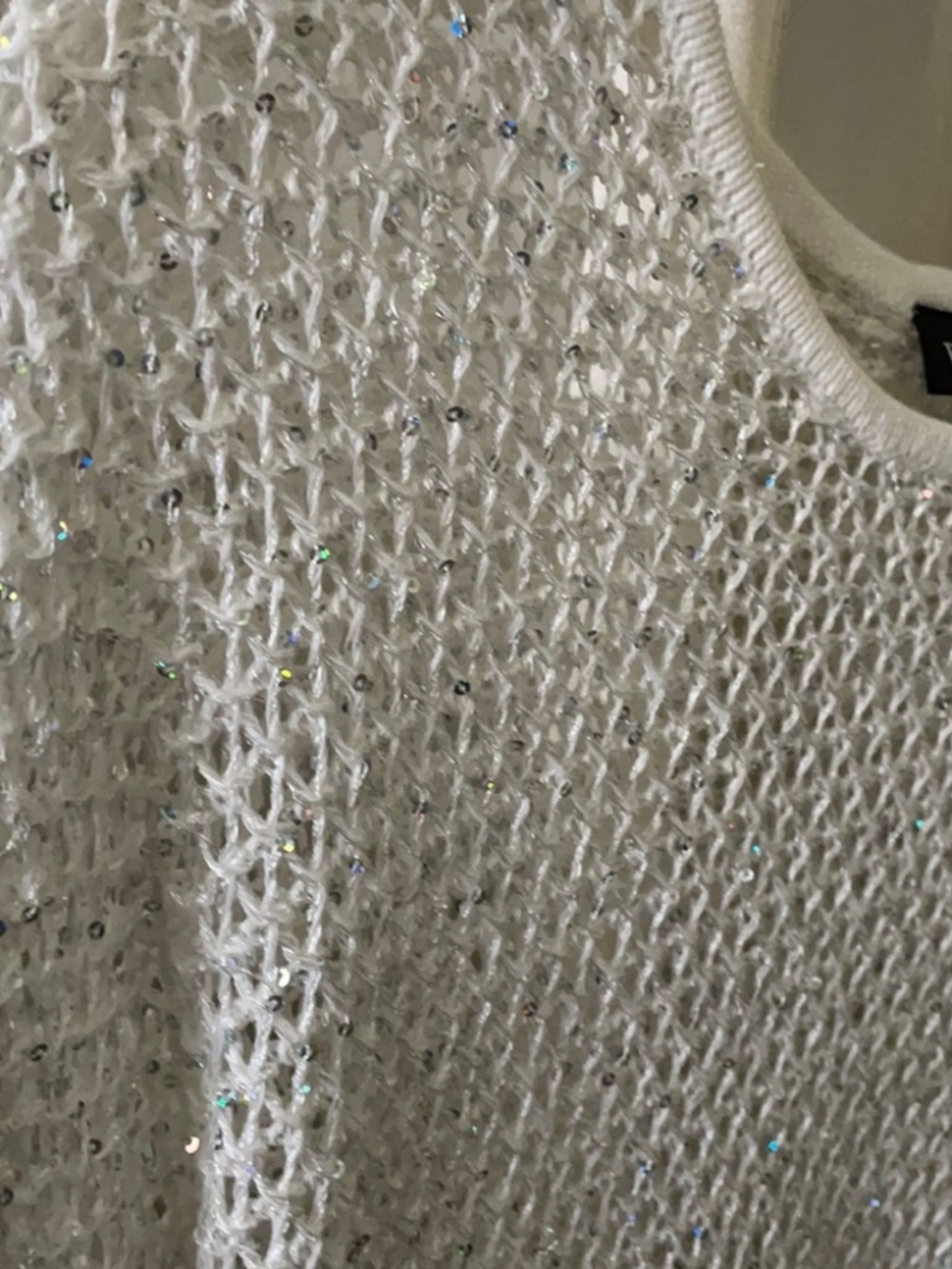 Pretty in Sequins Open Weave INC XS Sweater